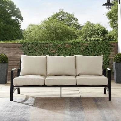 Kaplan Outdoor Metal Sofa Oil Rubbed Bronze With Cushions - Crosley - Image 7