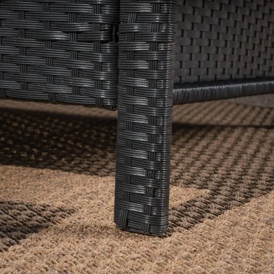 St. Lucia 4pc Wicker Patio Seating Set Black/White - Christopher Knight Home - Image 7