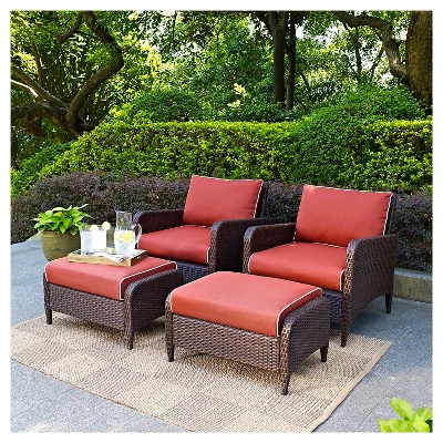 Kiawah 4 Piece Outdoor Wicker Seating Set Sangria - Crosley - Image 4