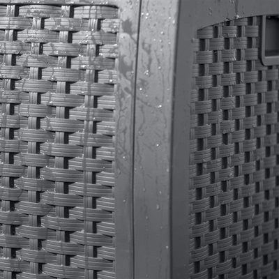 Suncast 73 Gallon Medium Wicker Indoor/Outdoor Storage Boxes For Garden Tools, Pool Accessories, And Patio Cushions, Cyberspace (4 Pack) - Image 2