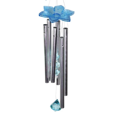 24" Metal Bird Spinning Wings Wind Chime Blue - Exhart - Image 4