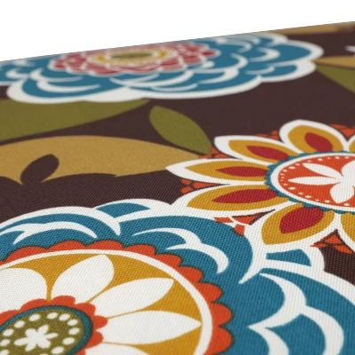 Outdoor 2-Piece Reversible Lumbar Toss Pillow Set - Brown/Turquoise Floral/Stripe - Pillow Perfect - Image 4