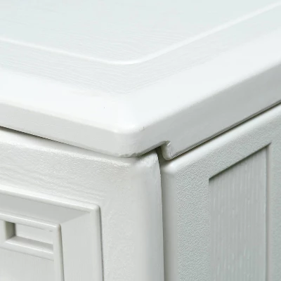 WELLFOR Outdoor HDPE Patio Storage Cabinet With 2 Shelves - Beige - Image 5