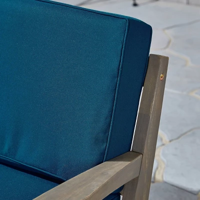 2pc Grenada Acacia Wood Patio Chat Set Gray - Christopher Knight Home - Image 2