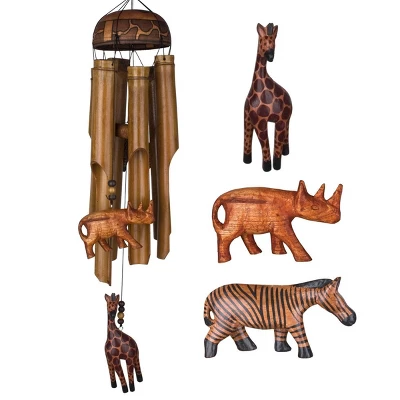 Woodstock Wind Chimes Asli ArtsĀ® Collection, African Trio Bamboo Chime, 32'' Wind Chime CAT601 - Image 2