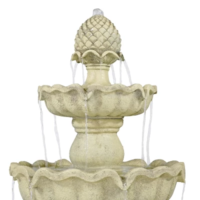 Sunnydaze Decor Sunnydaze 51"H Electric Polyresin And Fiberglass 3-Tier Pineapple Top Outdoor Water Fountain - Image 2