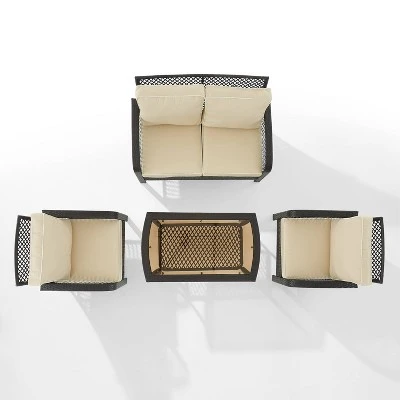 Tribeca 4pc Outdoor Wicker Conversation Set - Sand/Brown - Crosley - Image 8