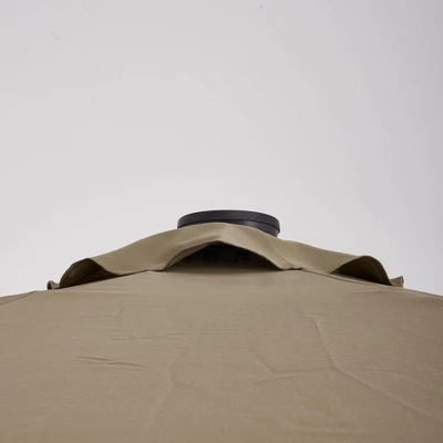 9' X 9' Solar LED Patio Umbrella With Tilt Adjustment And Crank Lift Brown - Wellfor - Image 3