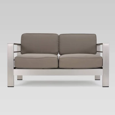 Aviara 4pc Aluminum Chat Set - Silver/Khaki - Christopher Knight Home - Image 3