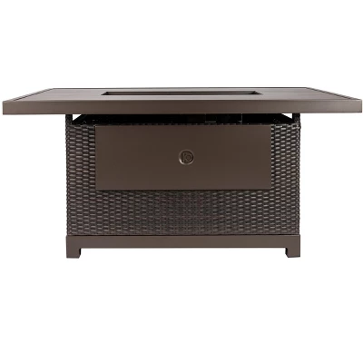 Kinger Home Novi 5-Piece Rattan Wicker Propane Fire Pit Set With An Aluminum Frame - Image 4