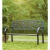 Plow & Hearth Hummingbird Metal Garden Bench, In Black