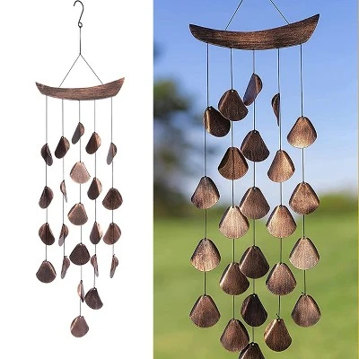Dawhud Direct 27.5" H Rustic Charcoal Wolf Dreamcatcher Wind Chimes - Outdoor - Image 5