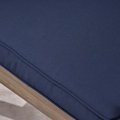 2pc Grenada Acacia Wood Patio Chat Set With Sunbrella Cushions Gray/Navy - Christopher Knight Home - Image 3