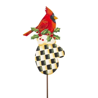 Round Top Collection Elegant Mittens - 2 Yard Stake 29.5 Inches - Christmas Birds Yard Stakes - C21046 - Metal - Multicolored - Image 2