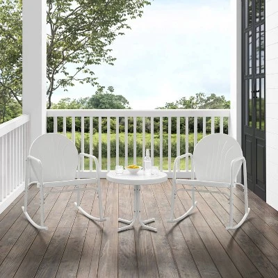 Griffith 3pc Outdoor Rocking Chair Set - White - Crosley - Image 4