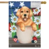 American Lab Patriotic House Flag Dog Puppy USA 28" X 40" Briarwood Lane