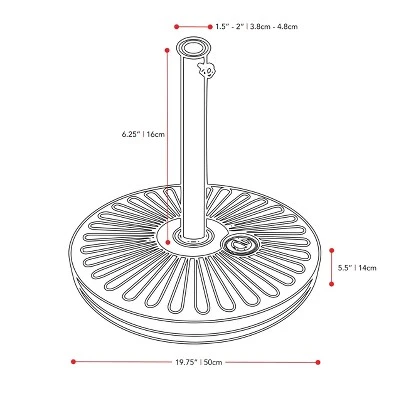48.9lbs Umbrella Base With Steel-Lined Attachment Piece Gray - CorLiving - Image 5