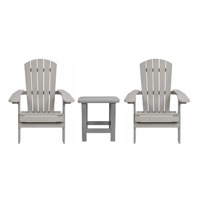 Merrick Lane Set Of Two Folding Adirondack Patio Chairs With Matching Outdoor Side Table - Image 15