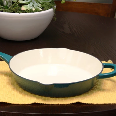 Crock-Pot Crock Pot Artisan Enameled 12in Round Cast Iron Skillet In Teal Ombre - Image 2
