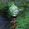 31" Resin Solar Pearlized Glass Bird Finial Garden Stake Green - Exhart