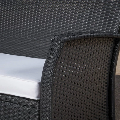 St. Lucia 4pc Wicker Patio Seating Set Black/White - Christopher Knight Home - Image 2