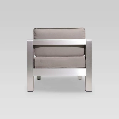 Aviara 4pc Aluminum Chat Set - Silver/Khaki - Christopher Knight Home - Image 2