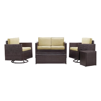 Palm Harbor 5pc Outdoor Wicker Conversation Set - Sand - Crosley - Image 2
