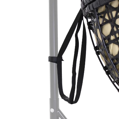 Sunnydaze Decor Sunnydaze Outdoor Resin Wicker Patio Lauren Hanging Basket Egg Chair Swing With Cushions And Headrest - Beige - 2pc - Image 4