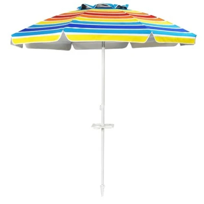 7.2' X 7.2' Portable Sunshade Beach Umbrella With Sand Anchor And Carry Bag - Wellfor - Image 5