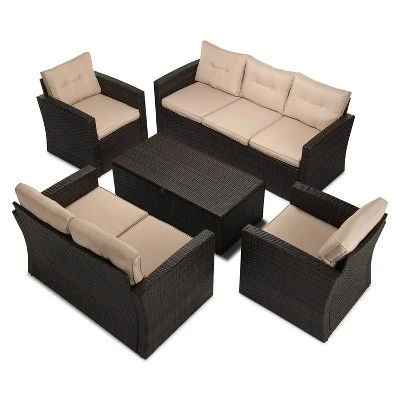5pc Wicker Outdoor Conversation Set - EDYO LIVING - Image 2