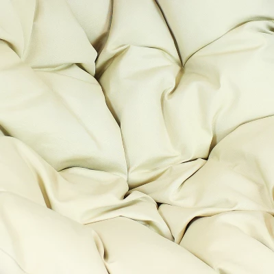 Sunnydaze Decor Sunnydaze Outdoor Resin Wicker Patio Lauren Hanging Basket Egg Chair Swing With Cushions And Headrest - Beige - 2pc - Image 3