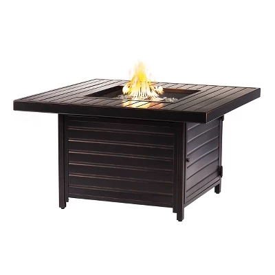 42" Square Aluminum 55000 BTUs Propane Paneled Fire Table With 2 Covers - Oakland Living - Image 11
