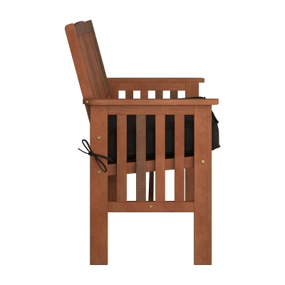 Miramar Hardwood Outdoor Bench - Cinnamon Brown/Black - CorLiving - Image 5