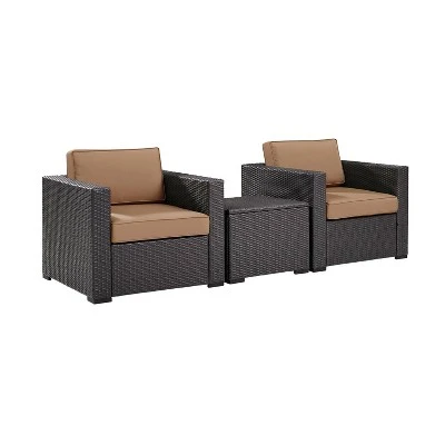 Biscayne 3pc Outdoor Wicker Seating Set - Mocha - Crosley - Image 2