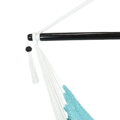 Sunnydaze Decor Sunnydaze Polyester Rope Hanging Caribbean-Style Hammock Chair Swing For Patio, Porch, Or Yard - Lagoon Stripes - Image 4