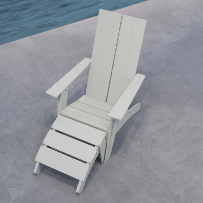 Merrick Lane Modern All-Weather Poly Resin Wood Adirondack Ottoman Foot Rest - Image 5