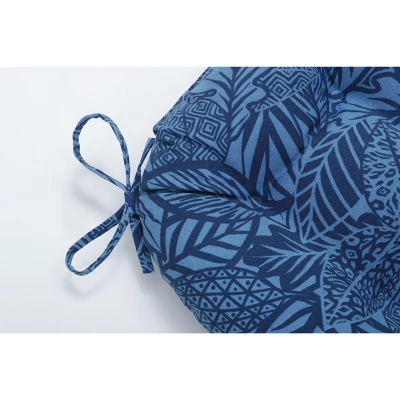 Set Of 2 Outdoor/Indoor Reversible Chair Pads Blue - Pillow Perfect - Image 2