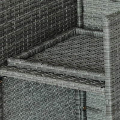 Outsunny 9 Piece Patio Wicker Dining Sets, Space Saving Outdoor Sectional Conversation Set, With Dining Table, Ottoman - Image 5