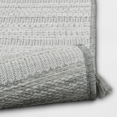 5' X 7' Striped Tapestry Outdoor Rug Charcoal Gray - Threshold™ - Image 3