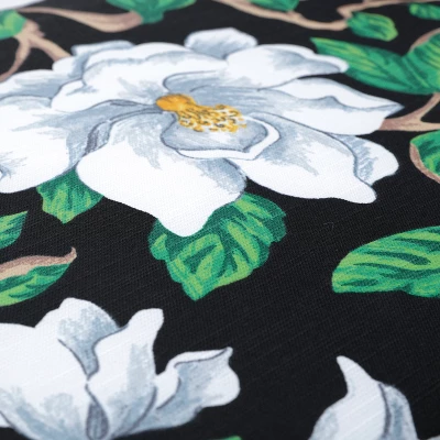 Set Of 2 Magnolia Outdoor/Indoor Rectangular Throw Pillows Black - Pillow Perfect - Image 2