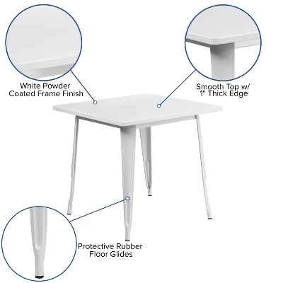 Merrick Lane Nash 31.5" Square Metal Table For Indoor And Outdoor Use - Image 3
