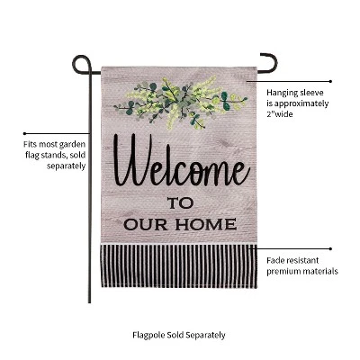 Evergreen Wood Grain Welcome Garden Burlap Flag 12.5 X 18 Inches Indoor Outdoor Decor - Image 2