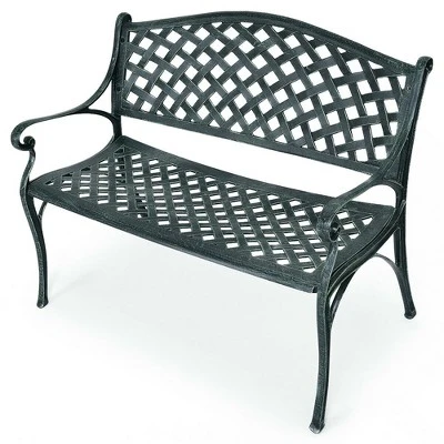 Costway 40'' Outdoor Antique Garden Bench Aluminum Frame Seats Chair Patio Garden Furni - Image 7