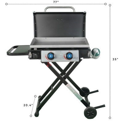 Razor Griddle GGC2030M 25 Inch Outdoor 2 Burner Portable LP Propane Gas Grill Griddle With Top Cover, Wheels, & Storage Shelf For BBQ Cooking, Black - Image 3