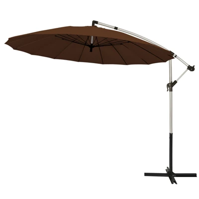 Tangkula 10 FT Patio Offset Hanging Market Umbrella Cantilever Outdoor Umbrella W/Crank & Cross Base - Image 7