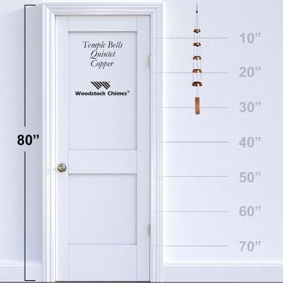 Woodstock Wind Chimes Signature Collection, Woodstock Temple Bells, Quintet, 32'' Copper Wind Bell TB5C - Image 3