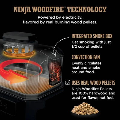 Ninja Woodfire ProConnect Premium XL 7-in-1 Outdoor Grill & Smoker, App Enabled, Woodfire Technology, 2 Built-In Thermometers - OG951 - Image 7