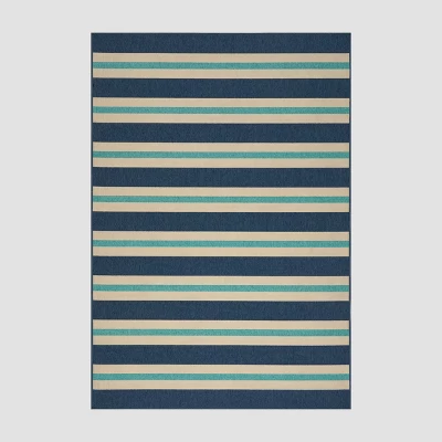 Ronan Geometric Outdoor Rug Blue/Ivory - Christopher Knight Home - Image 5