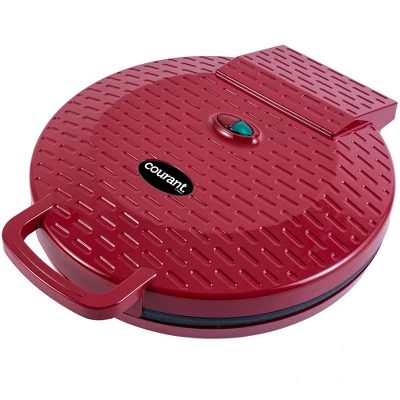 Courant 12 Inch Red Electronic Pizza Maker, Griddle And Oven With Food Board Included