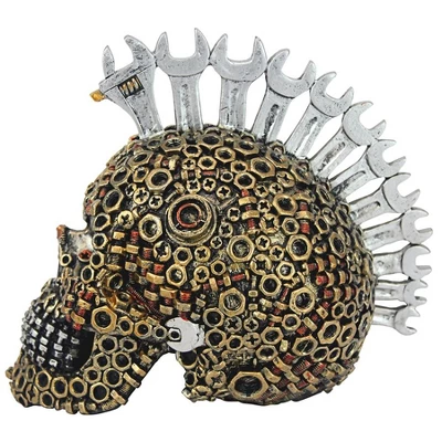 Design Toscano Gear Head Nuts And Bolts Motor Skull Statue - Image 3